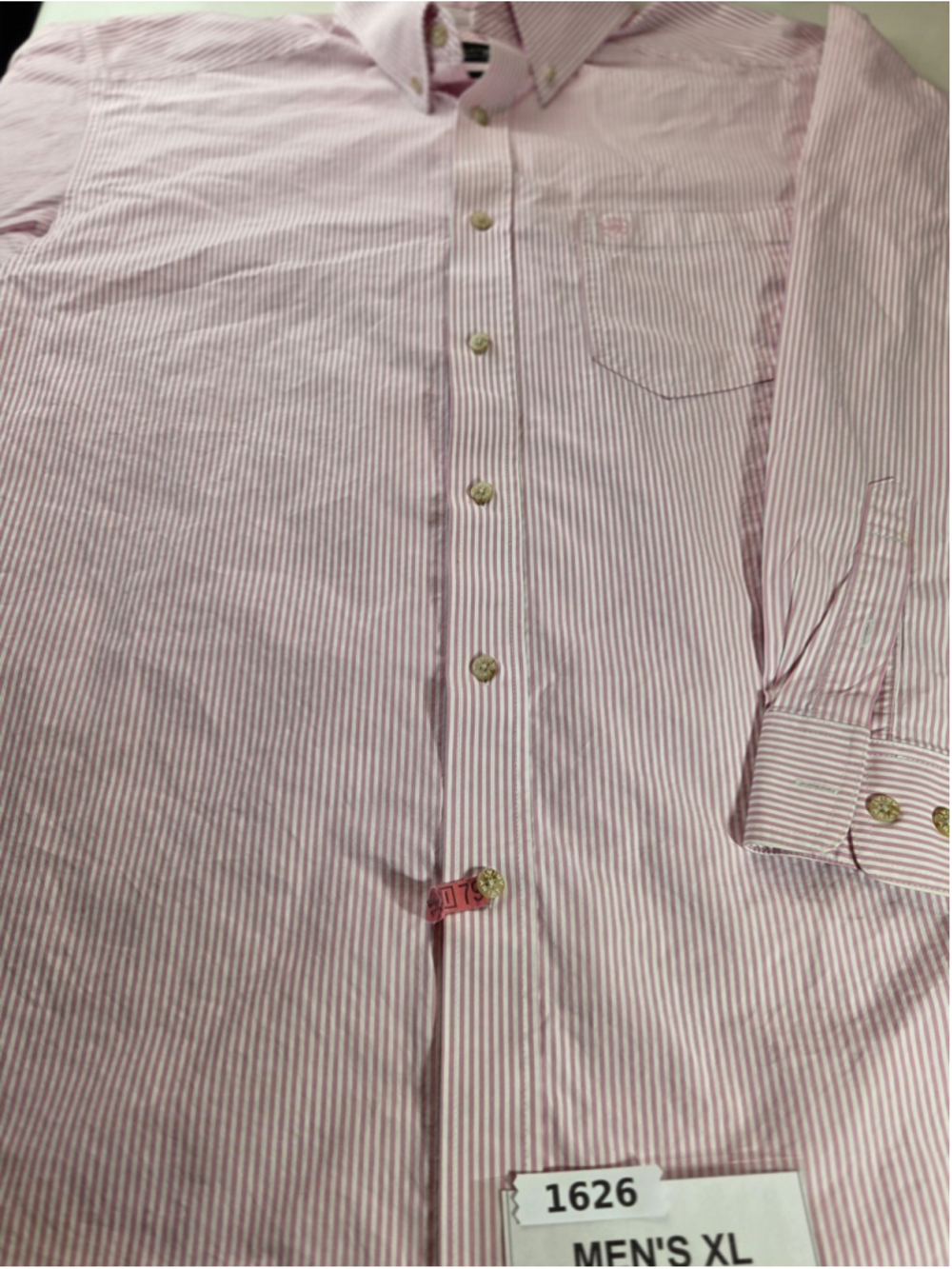 Ariat Pro Series Men's XL Pink White Stripe Long Sleeve Western Shirt 1626